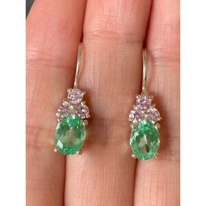 925 sterling silver natural green gemstone Earrings